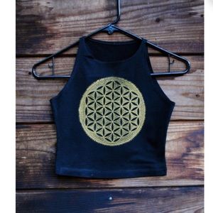 GrizzyLove Flower Of Life Fitted Crop Tank Top